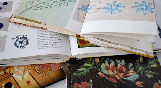 Libros sobre bordado y arte textil